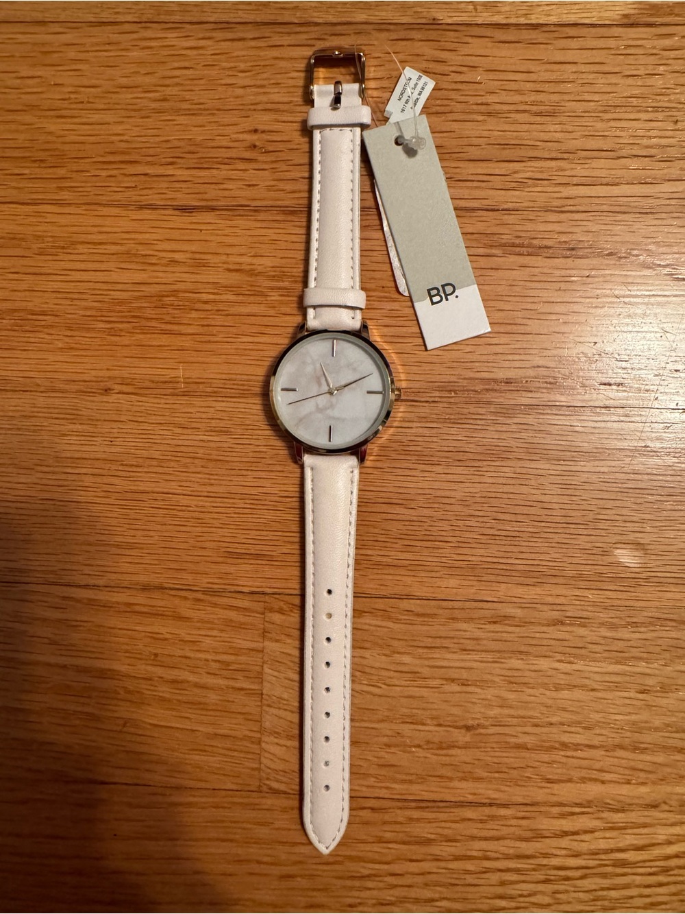 BP. Pink Leather Strap Watch with Gold-Tone Case